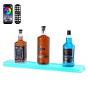VEVOR LED Lighted Liquor Bottle Display, 1 Tier 24 Inch Wall Mounted Whiskey Rack Stand, 1 Step Commercial Illuminated Home Bar Shelf, Acrylic Drinks Light Shelves with RF Remote &amp; App Control
