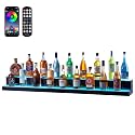 VEVOR LED Lighted Liquor Bottle Display, 2 Tiers 60 Inch Commercial Illuminated Home Bar Shelf, 2 Steps Whiskey Rack Stand, Acrylic Drink Shelves with RF Remote &amp; App Control, and Multicolor Light
