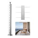 VEVOR Level Drilled Cable Railing Post, 12 Holes, 42x2x2 Inches Stainless Steel Cable Railing System Kit for Indoor Outdoor Deck Balcony, 1 Pack, Silver, Product ID 1JZLGZXYS1061EF8W001V0
