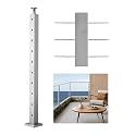 VEVOR Level Drilled Cable Railing Post, 10 Holes, 36x2x2 Inches Stainless Steel Cable Railing System Kit for Indoor Outdoor Deck Balcony, 1 Pack, Silver, Product ID 1JZLGZXYS91466KZK001V0