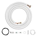 VEVOR Mini Split Line Set, 16FT 1/4" &amp; 1/2" O.D Copper Pipes Tubing and Triple-Layer Insulation, for Air Conditioning or Heating Pump Equipment &amp; HVAC with Rich Accessories (18ft Connection Cable)