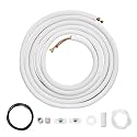 VEVOR Mini Split Line Set, 25FT 1/4" & 3/8" O.D Copper Pipes Tubing and Triple-Layer Insulation, for Air Conditioning or Heating Pump Equipment & HVAC with Rich Accessories (27ft Connection Cable)