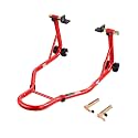 VEVOR Motorcycle Rear Wheel Stand, 850 LBS Load Capacity Heavy Duty Rear Wheel Stand with U + L Fork Swingarm Spool, Adjustabe Motorcycle Lift Jack Stand, for Suzuki Yamaha Honda Kawasaki, Red