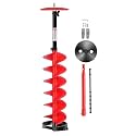 VEVOR Nylon Ice Auger Drill Bit, 8" Diameter 39" Length, Cordless Ice Augers for Ice Fishing with Extra 13.4in Extension Rod, Drill Adapter, Top Plate and Blade Guard