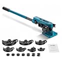 VEVOR Pipe Tube Bender, 3/8" to 1" Manual Pipe Tube Bender, with 7 Dies, Heavy Duty Tube Bender Tubing of Steel Metal Copper, for Repair Shops, Blue