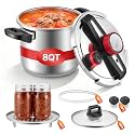 VEVOR Pressure Cooker, 8Qt Pressure Cooker Stainless Steel, Pressures Canner with Steaming Rack, Tempered Glass Lid, Three Pressures Settings for Meat, Beans, Rice, Soup, Sauces, Cook up to 100 kPa