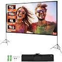 VEVOR Projector Screen with Stand, 150 inch 16:9 4K 1080 HD Outdoor Movie Screen with Stand, Wrinkle-Free Projection Screen with Tripods and Carry Bag, for Home Theater Cinema Backyard Movie Night