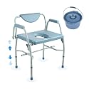 VEVOR Raised Toilet Seat, Adjustable Height with 5 Levels, Drop-Arm Design, Detachable Backrest, 7L Easy-Clean Bucket, Quick Assembly, Support up to 1000lbs, Ideal Bedside Commode for Elderly &amp; Adults