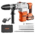 VEVOR Rotary Hammer Drill, 1-9/16 in SDS-Max Cordless, Heavy Duty 20V Battery Powered Rotary Hammer, Including 2 Batteries, Charger, Drill Bit, Pointed Chisel, Carrying Case, for Concrete, Masonry