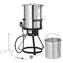 VEVOR Seafood Boiling Kit &amp; Turkey Fryer, 30-qt Boiler Steamer Cooker Set, Outdoor Aluminum Frying Pot, 54,000 BTU Burner Propane Gas Boiler, Gifts for Thanksgiving Day