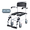 VEVOR Shower Commode Wheelchair 350 LBS Capacity Bedside Commode Chair