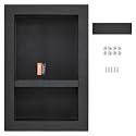 VEVOR Shower Niche Ready for Tile 16" x 24", Double Shelf Organizer, Square Corners Wall-inserted Niche Recessed, Sealed Protection Modern Soap Storage Niche for Shower Bathroom, Black