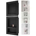 VEVOR Shower Niche Ready for Tile 16" x 16" & 16" x 20", Triple Shelf Organizer, Square Corners Wall-Inserted Niche Recessed, Sealed Protection Modern Soap Storage Niche for Shower Bathroom, Black
