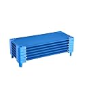 VEVOR Stackable Kiddie Cot, 6 Pack Portable Toddler Nap Cots, Standard Size 52" L x 23" W Daycare Cots for Kids, Preschool Classroom Daycare Beds for Sleeping, Resting, Naptime, Blue