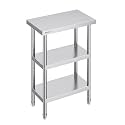 VEVOR Stainless Steel Food Prep Table, 14 x 24 x 34 Inch Commercial Food Prep Worktable Heavy Duty Prep Worktable, Metal Work Table with Adjustable Height for BBQ, Kitchen, Home, and Garage
