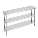 VEVOR Stainless Steel Food Prep Table, 14 x 60 x 34 Inch Commercial Kitchen Worktable, with 2 Adjustable Undershelf, Heavy Duty Prep Table Metal Workstations for BBQ, Kitchen, Home, and Garage