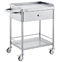 VEVOR Stainless Steel Utility Cart with Wheels - Medical/Dental Lab Cart - 2 Shelves/1 Drawer