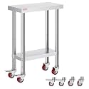 Vevor Stainless Steel Work Table with Wheels 24 x 12 x 32 Inch Prep Table with 4 Casters Heavy Duty Work Table for Commercial Kitchen Restaurant Business : Industrial &amp; Scientific