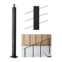 VEVOR Stair Cable Railing Post, 10 30° Pre-Drilled Holes, 36x2x2 Inches Stainless Steel Cable Railing System Kit for Indoor Outdoor Deck Balcony, 1 Pack, Black, Product ID 1JZLGZXHS914YIVIS001V0