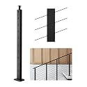 VEVOR Stair Cable Railing Post, 10 30° Pre-Drilled Holes, 36x1x2 Inches Stainless Steel Cable Railing System Kit for Indoor Outdoor Deck Balcony, 1 Pack, Black, Product ID 1JZLGZXHS91402OS1001V0
