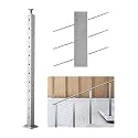 VEVOR Stair Cable Railing Post, 12 30° Pre-Drilled Holes, 42x2x2 Inches Stainless Steel Cable Railing System Kit for Indoor Outdoor Deck Balcony, 1 Pack, Silver, Product ID 1JZLGZXYS1062TLWC001V0