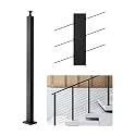 VEVOR Stair Cable Railing Post, 12 30° Pre-Drilled Holes, 42x2x2 Inches Stainless Steel Cable Railing System Kit for Indoor Outdoor Deck Balcony, 1 Pack, Black, Product ID 1JZLGZXHS106W3XAA001V0