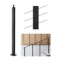 VEVOR Stair Cable Railing Post, 12 30° Pre-Drilled Holes, 42x1x2 Inches Stainless Steel Cable Railing System Kit for Indoor Outdoor Deck Balcony, 1 Pack, Black, Product ID 1JZLGZXHS106VRA3X001V0
