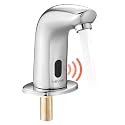 VEVOR Touchless Bathroom Sink Faucet, Automatic Motion Sensor Restroom Toilet Faucet Cold Water with Hole Cover Plate, Battery Operated for 9/16 in Pipe Commercial Lavatory,Chrome Plated Silver G112M