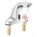 VEVOR Touchless Bathroom Sink Faucet, Automatic Motion Sensor Restroom Toilet Faucet Cold Water with Hole Cover Plate, Battery Operated for 9/16 in Pipe Commercial Lavatory,Chrome Plated Silver