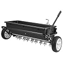 VEVOR Tow Behind Lawn Spreader with Aeration Spikes, 32 in Spreading Width, Broadcast Spreader with Universal Hitch, Garden Seeder & Soil Aerator with 100lbs Capacity & 10 in Tires for ATVs UTVs