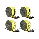 VEVOR Truck Straps, 4" x 30' Heavy Duty Tie Down w/Flat Hooks 18,000lbs Break Strength, WLL# 6000lbs, Cargo Straps tie Down for Flatbeds, Trucks, Trailers, Farms, Rescues, Tree Saver, Yellow(4 Pack)