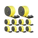 VEVOR Winch Straps, 4" x 40', 6000 lbs Load Capacity, 18000 lbs Break Strength, Truck Straps with Flat Hook, Flatbed Tie Downs Cargo Control for Trailers, Farms, Rescues, Tree Saver, Yellow (10 Pack)