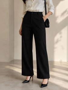VEVORA Straight Fit Women Black Trousers