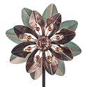 VEWOGARDEN Wind Spinners Outdoor with 2 Blades, Metal Kinetic Wind Spinner with Flower Design for Yard Garden Lawn Decorations