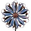 VEWOGARDEN Wind Spinners Outdoor, Metal Kinetic Wind Spinner with Flower Design for Yard Garden Lawn Decorations, Dark Blue