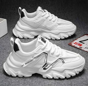 VEXIMO Men White Sneakers Lace-Up Casual