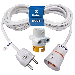 veyron electric 2 in 1 bulb holder with flexible cable wire 2 pin plug amp parallel holder adaptor  holder amp socket compatible 3 meter