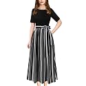 VFSHOW Womens Work Business Casual Church Pockets Belted A-Line Midi Dress