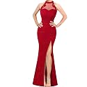 VFSHOW Womens Halter Formal Prom Gala Wedding Guest Maxi Dress Evening Gown