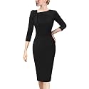 VFSHOW Womens Pleated Asymmetric Bow Neck Work Business Office Pencil Dress