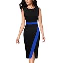 VFSHOW Womens Pleated Crew Neck Front Split