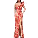 VFSHOW Womens Ruffle One Shoulder Formal Prom Gala Maxi Dress Evening Gown