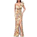 VFSHOW Womens Ruffle One Shoulder Formal Prom Gala Maxi Dress Evening Gown