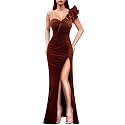 VFSHOW Womens Ruffle One Shoulder Formal Prom Gala Maxi Dress Evening Gown