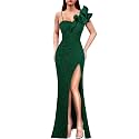VFSHOW Womens Ruffle One Shoulder Formal Prom Gala Maxi Dress Evening Gown