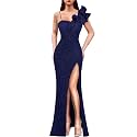 VFSHOW Womens Ruffle One Shoulder Formal Prom Gala Maxi Dress Evening Gown