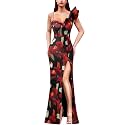 VFSHOW Womens Ruffle One Shoulder Formal Prom Gala Maxi Dress Evening Gown