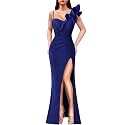 VFSHOW Womens Ruffle One Shoulder Formal Prom Gala Maxi Dress Evening Gown