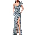VFSHOW Womens Ruffle One Shoulder Formal Prom Gala Maxi Dress Evening Gown
