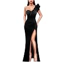 VFSHOW Womens Ruffle One Shoulder Formal Prom Gala Maxi Dress Evening Gown